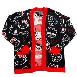 Sanrio Hello Kitty Cardigan Womens Small Black Red Character Sweater Pockets